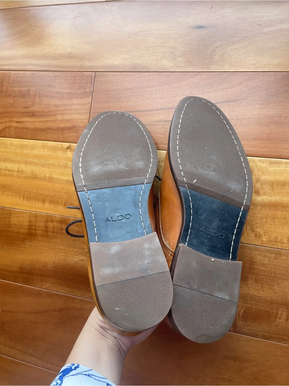 ALDO Brown Leather Derby Shoes with Dark Brown Laces